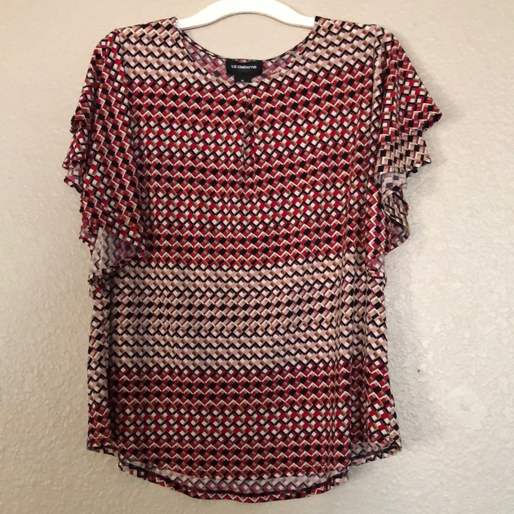Liz Claiborne XL Red Short Sleeve Blouse